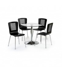 Round Glass Table + 2 Black or White Chatham Chairs