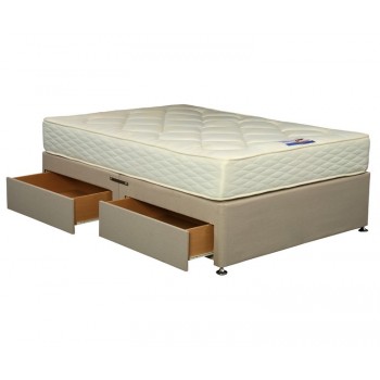 Upholstered Small Double 4ft Cream Divan Base With 2 Drawers